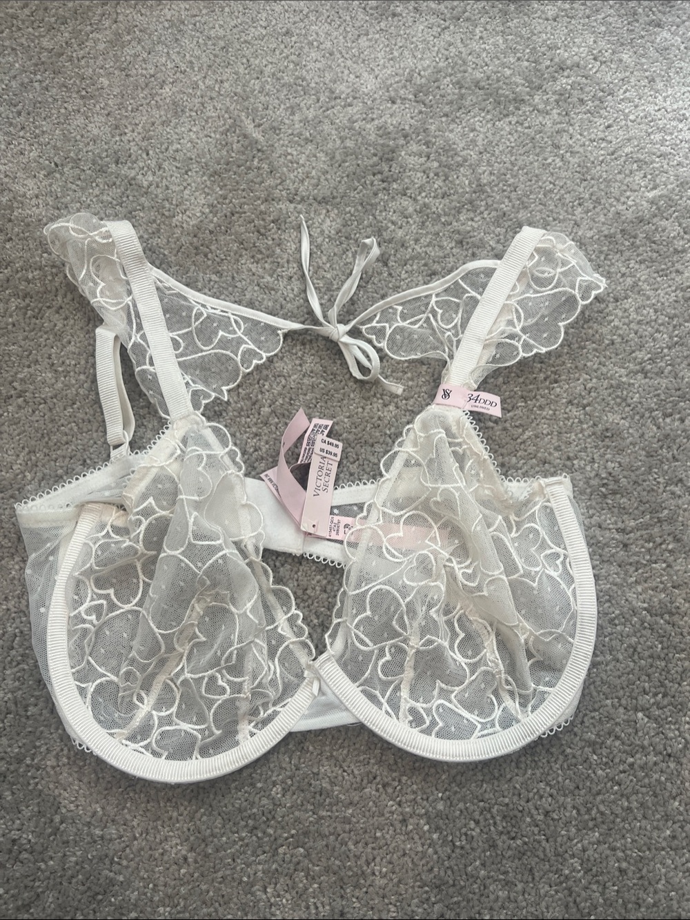 Victoria's Secret White Sheer Lace Underwire Bralette
